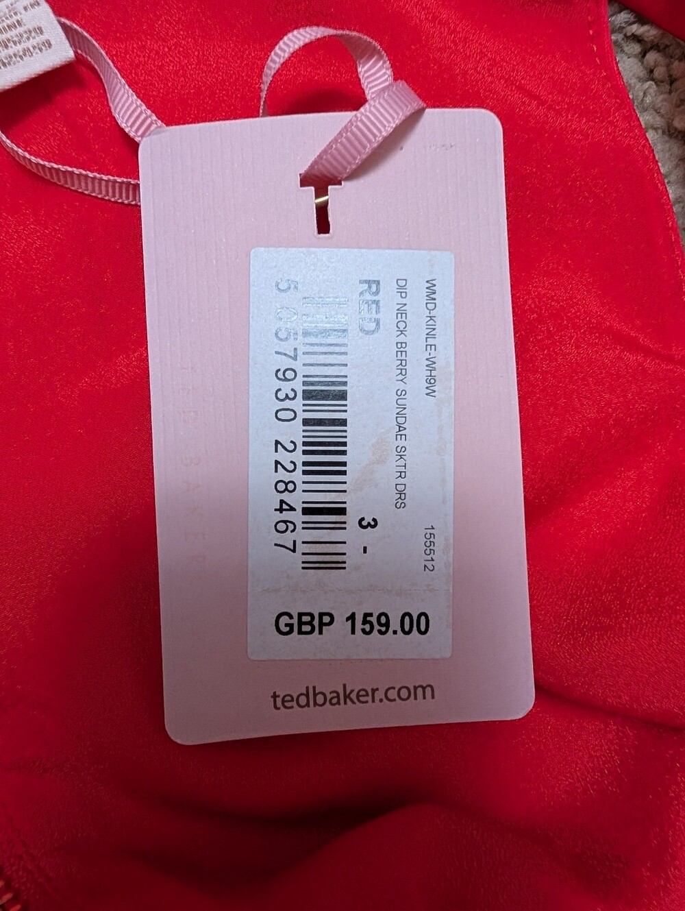 Ted Baker Red Floral Skater Swing Dress sz 3/US 8 - Picture 6 of 10